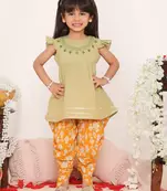 ekam girls embroidered peplum with dhoti