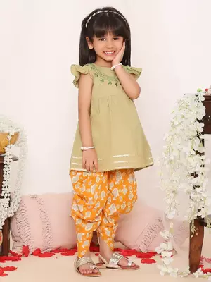 ekam girls embroidered peplum with dhoti 2