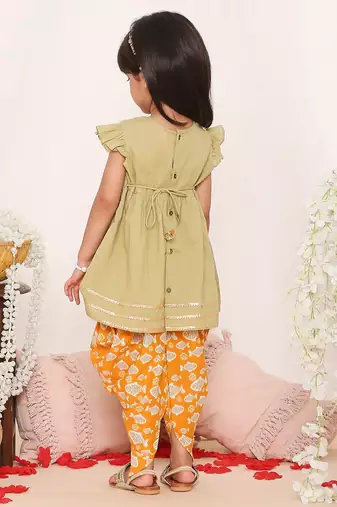 ekam girls embroidered peplum with dhoti
