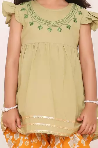 ekam girls embroidered peplum with dhoti