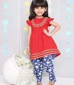 ekam girls embroidered peplum with dhoti