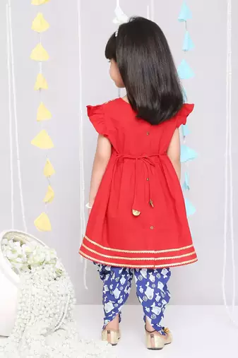 ekam girls embroidered peplum with dhoti