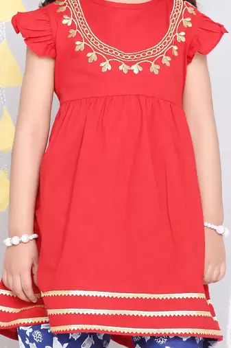 ekam girls embroidered peplum with dhoti