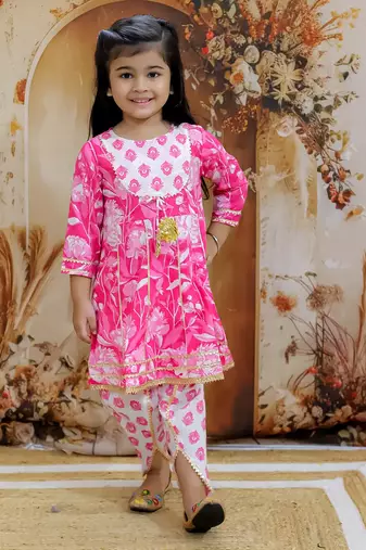 floral printed kurti dhoti set