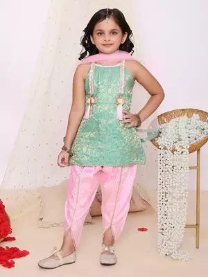 Kid1 festive jacquard kurti dhoti set 1