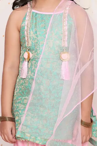 Kid1 festive jacquard kurti dhoti set
