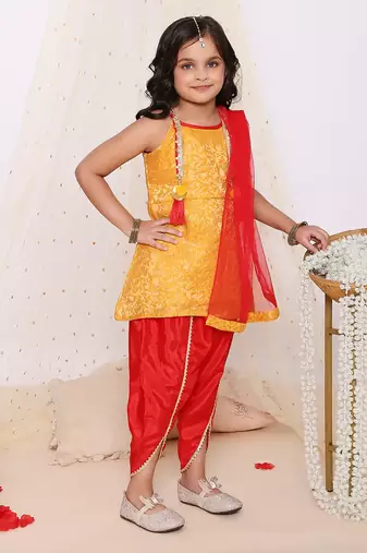 festive jacquard kurti dhoti set