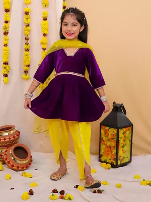 Kid1 veena velvet peplum set 1