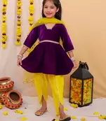 Kid1 veena velvet peplum set