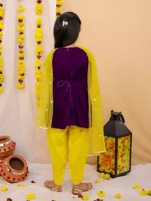 Kid1 veena velvet peplum set 2
