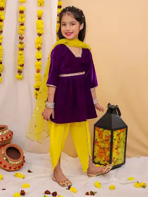 Kid1 veena velvet peplum set 3