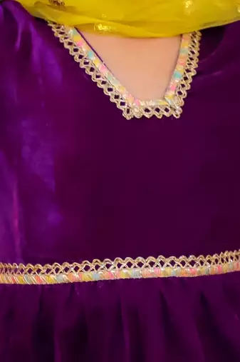 Kid1 veena velvet peplum set