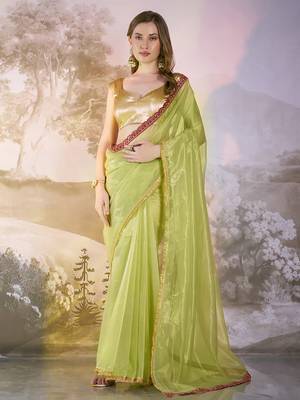 Pista twill net c solid fancy saree 1