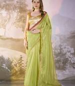 Pista twill net c solid fancy saree