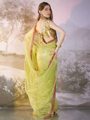 Pista twill net c solid fancy saree 2