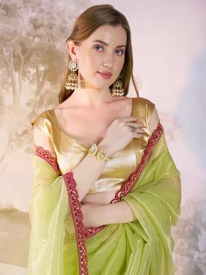 Pista twill net c solid fancy saree 3