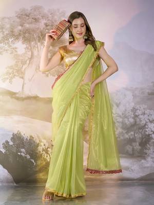 Pista twill net c solid fancy saree 4