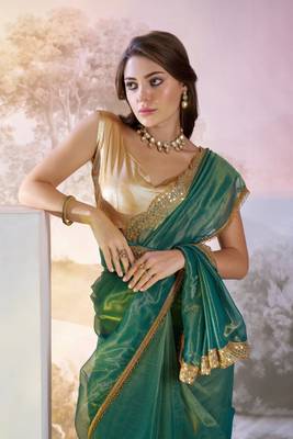 Rama twill net c solid fancy saree 3