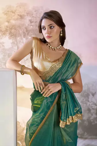 Rama twill net c solid fancy saree