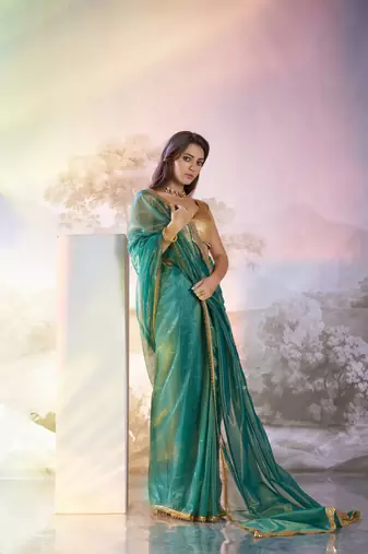 Rama twill net c solid fancy saree