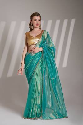 Rama twill net c solid fancy saree 1