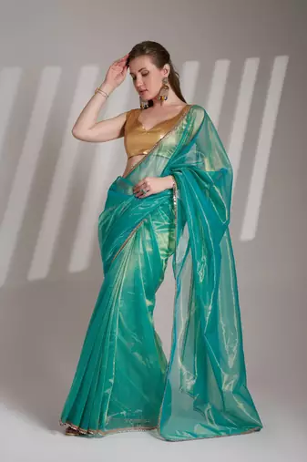 Rama twill net c solid fancy saree