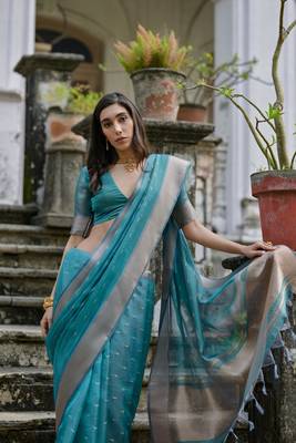 Rama kalyani silk blend elegant festive wear heavy woven saree 3