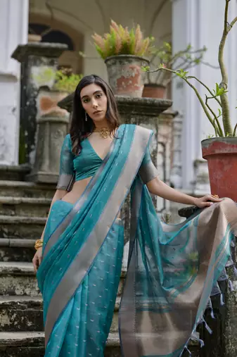 Rama kalyani silk blend elegant festive wear heavy woven saree