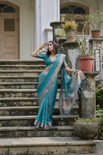 Rama kalyani silk blend elegant festive wear heavy woven saree