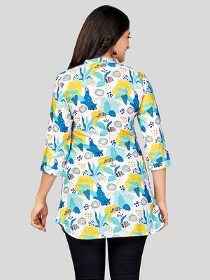  poly crepe printed short kurti 2