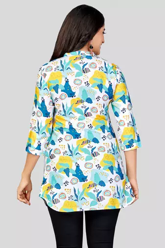  poly crepe printed short kurti