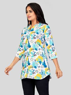  poly crepe printed short kurti 4