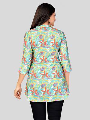  poly crepe printed short kurti 2