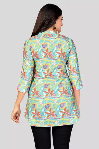  poly crepe printed short kurti