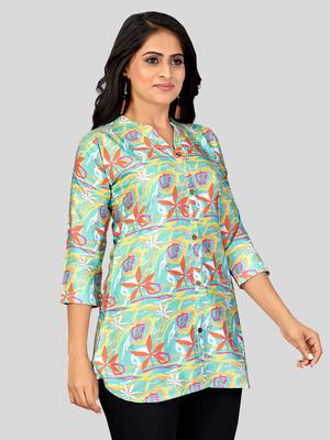  poly crepe printed short kurti 3