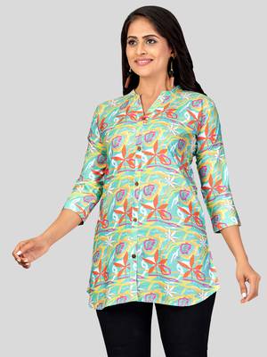  poly crepe printed short kurti 4