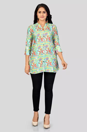  poly crepe printed short kurti