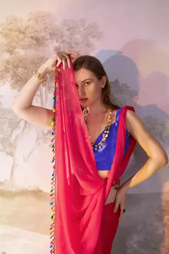Gajri partywear chiffon saree