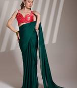 Rama partywear satin rangoli saree