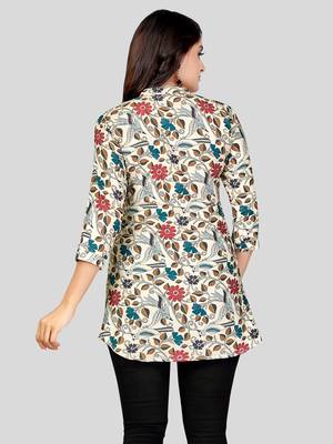  poly crepe printed short kurti 2