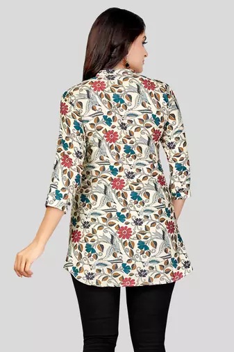  poly crepe printed short kurti