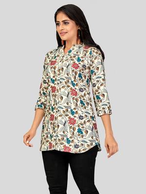  poly crepe printed short kurti 4