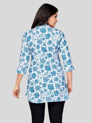  poly crepe printed short kurti 2
