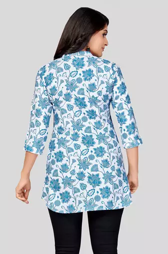  poly crepe printed short kurti