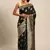 black banarasi silk blend jacquard woven golden zari butta saree with blouse piece