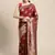 maroon banarasi silk blend jacquard woven golden zari butta saree with blouse piece