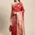 red banarasi silk blend jacquard woven golden zari butta saree with blouse piece