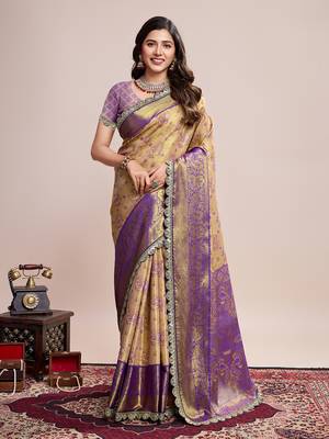 Brown soft silk blend c wevon zari saree 1