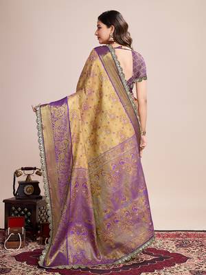 Brown soft silk blend c wevon zari saree 2