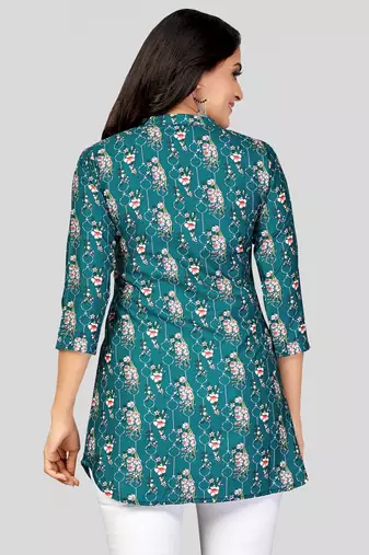  poly crepe printed short kurti